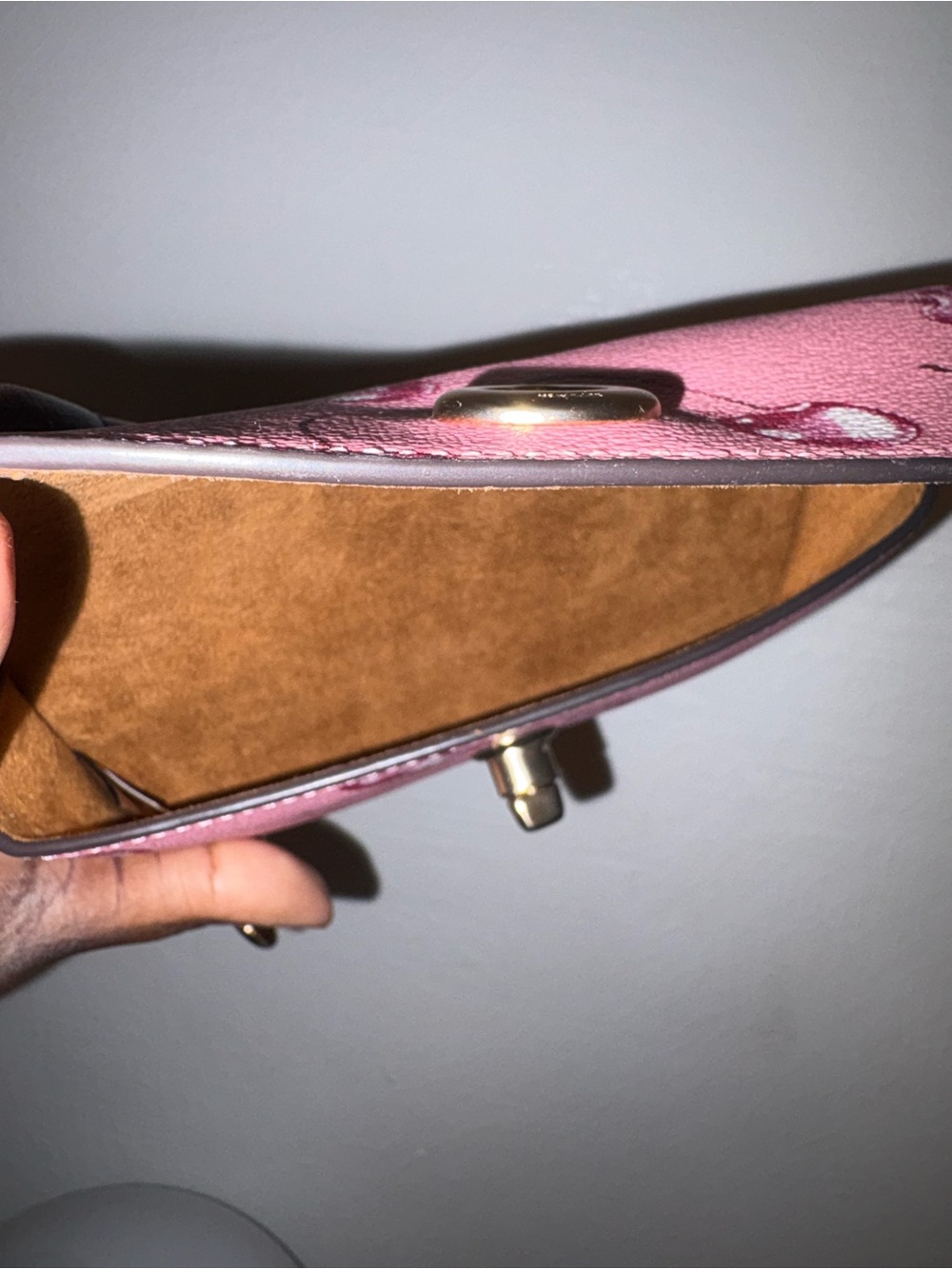 Coach Pink Cherry Turnlock Wristlet Wallet with Gold Hardware - Picture 4 of 5